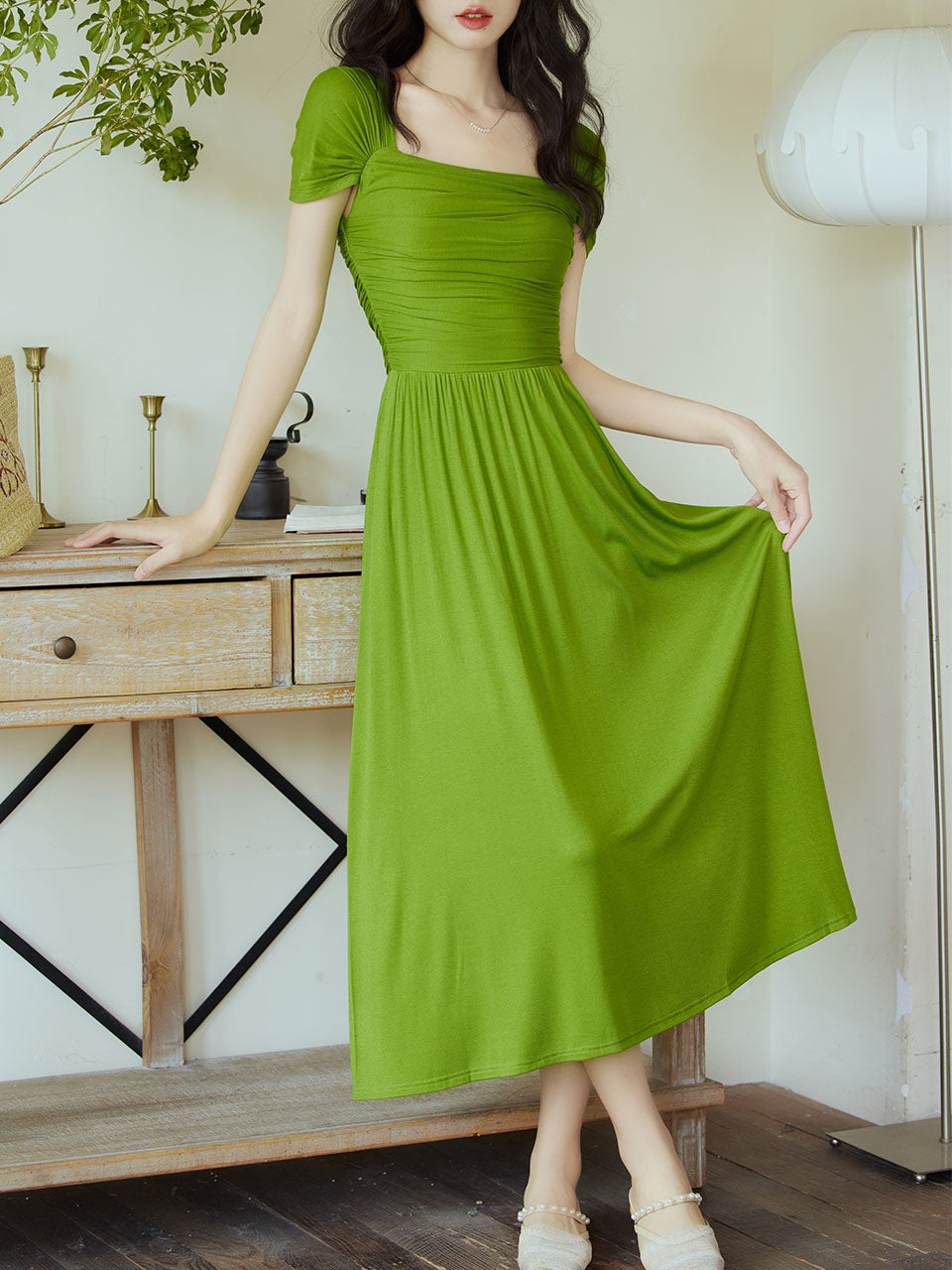 Green La La Land Inspired Vintage Dress