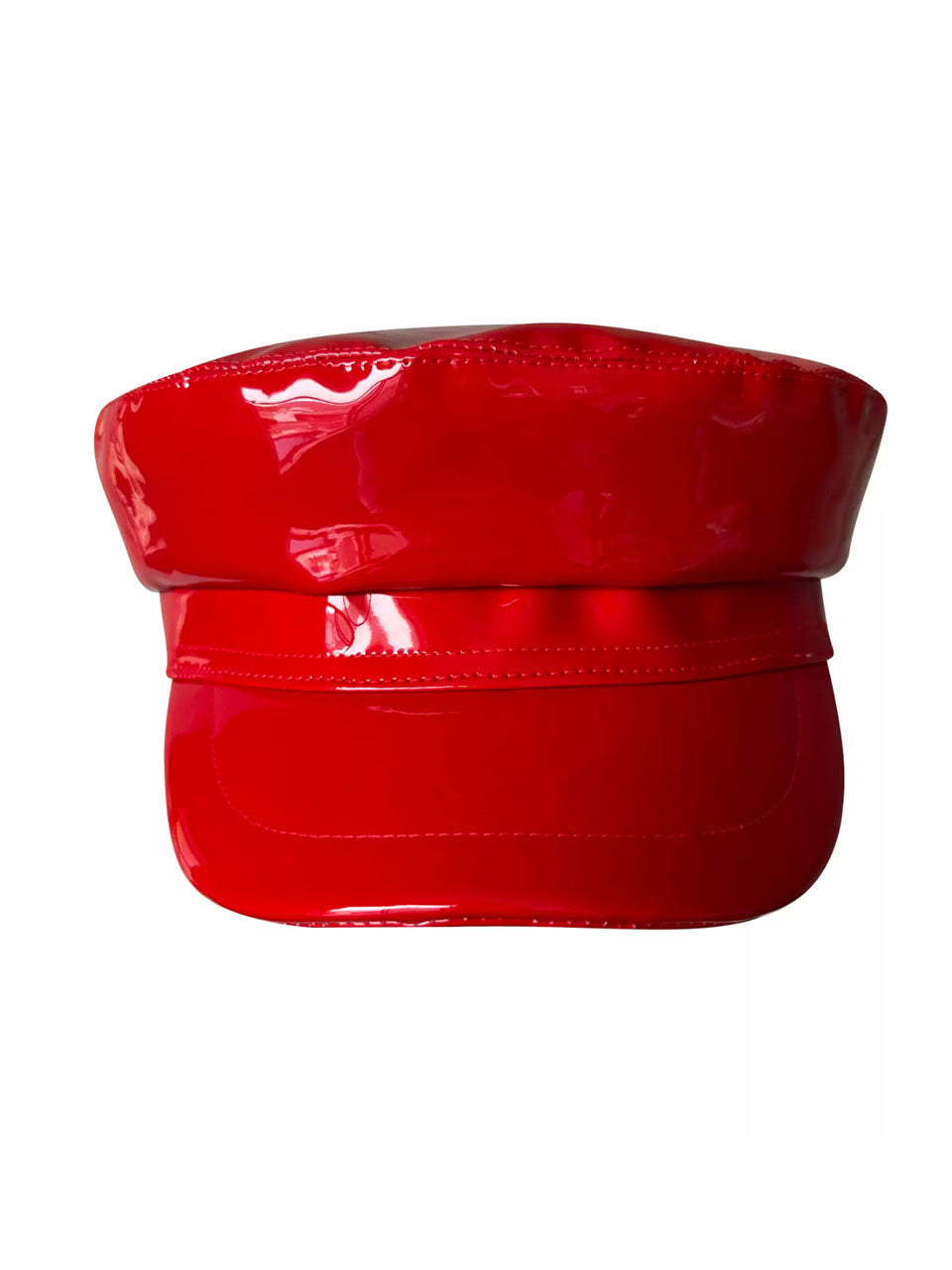 Red Patent Leather Biker Hat