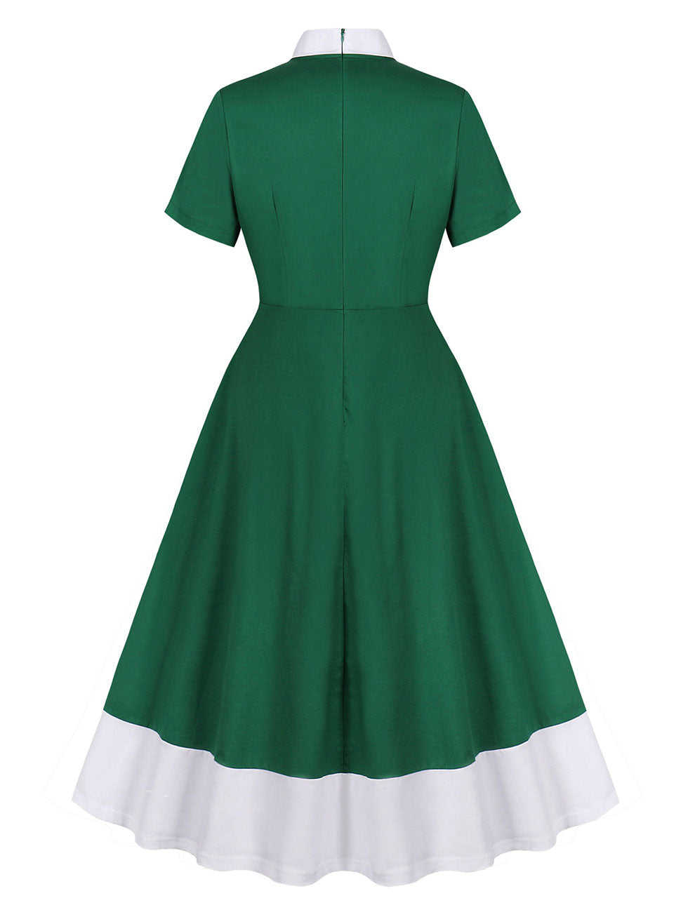 Christmas Green Bow Collar 1950S Cotton Swing Dress