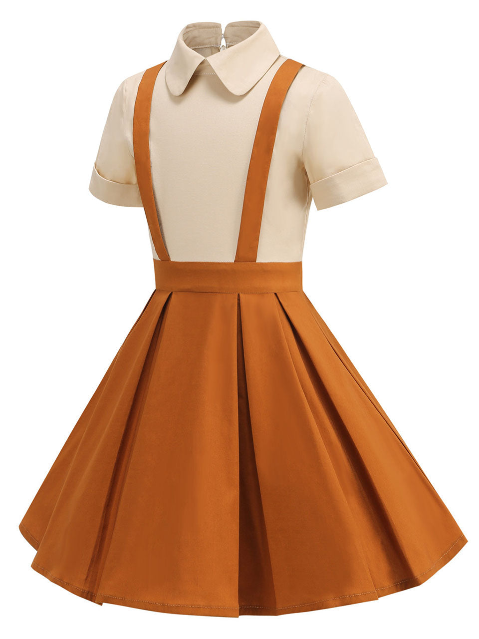 Kids Little Girls' Dress Brown Peter Pan Collar 1950S Suspender Dress